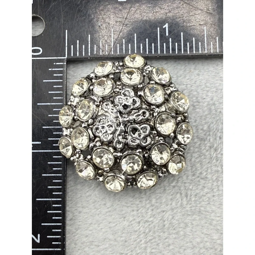 Vintage Rhinestone Dome Wreath Brooch Lot Silver Tone